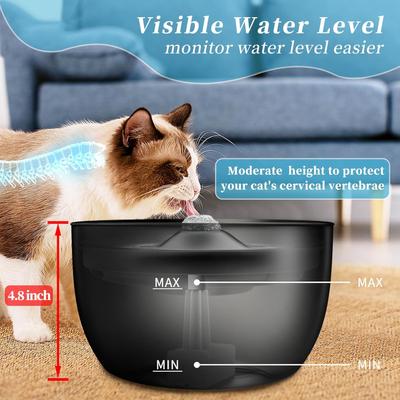 Show full view: PetNF Stainless Steel Cat Water Fountain, Black, 3-L slide 2 of 7
