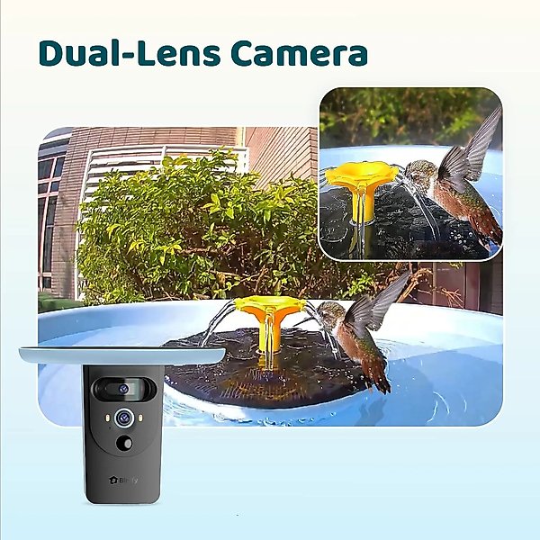 Show full view: Birdfy Solar Powered Smart Bird Bath with Camera, Blue slide 3 of 9