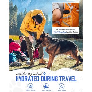 LESOTC Portable Dog Water Bottle Dispenser, Black, 28-oz
