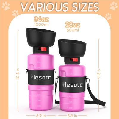 Show full view: LESOTC Portable Dog Water Bottle Dispenser, Pink, 28-oz slide 2 of 8