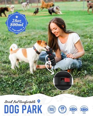 Show full view: LESOTC Portable Dog Water Bottle Dispenser, Black, 28-oz slide 2 of 7