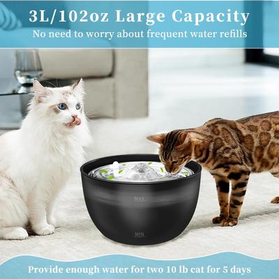 Show full view: PetNF Stainless Steel Cat Water Fountain, Black, 3-L slide 7 of 7
