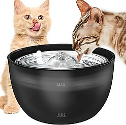 PetNF Stainless Steel Cat Water Fountain, Black, 3-L