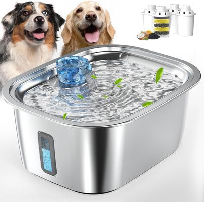 Show full view: PetNF Stainless Steel Dog Water Fountain with 4 Filters, 3-gal slide 1 of 8