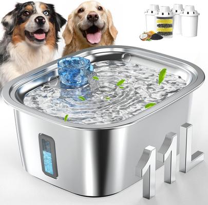 Show full view: PetNF Stainless Steel Dog Water Fountain with 4 Filters, 3-gal slide 2 of 8