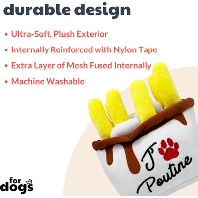 Show full view: Huxley & Kent Power Plush Poutine Dog Toy, White/Yellow/Brown, Large slide 2 of 8