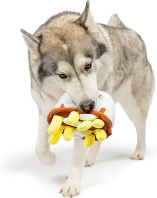 Show full view: Huxley & Kent Power Plush Poutine Dog Toy, White/Yellow/Brown, Large slide 7 of 8