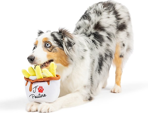 Show full view: Huxley & Kent Power Plush Poutine Dog Toy, White/Yellow/Brown, Small slide 1 of 8