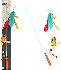 Huxley & Kent Wand Teaser Treatos Snacks Cat Toy, Orange/Yellow, One Size
