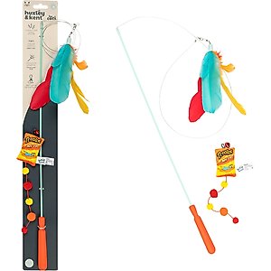 Huxley & Kent Wand Teaser Treatos Snacks Cat Toy, Orange/Yellow, One Size