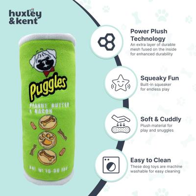 Show full view: Huxley & Kent Power Plush Puggles Can Dog Toy, Green, Large slide 3 of 9