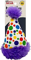 Huxley & Kent Tiny Tuff Polka Dot Party Hat Dog Toy, Purple/White/Multi, One Size slide 1 of 5
