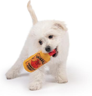 Show full view: Huxley & Kent Tiny Tuff Hairball Cinnamon Whisky Dog Toy, Tan/Red, One Size slide 4 of 4