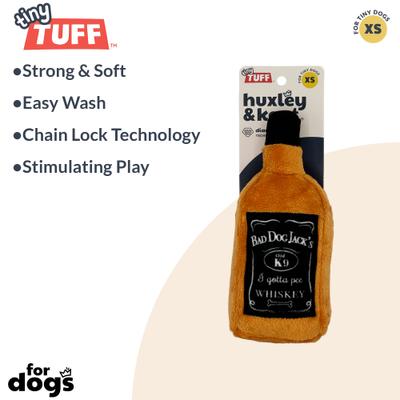Show full view: Huxley & Kent Tiny Tuff Bad Jack's Whiskey Dog Toy, Black/Tan, One Size slide 2 of 5