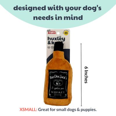 Show full view: Huxley & Kent Tiny Tuff Bad Jack's Whiskey Dog Toy, Black/Tan, One Size slide 3 of 5
