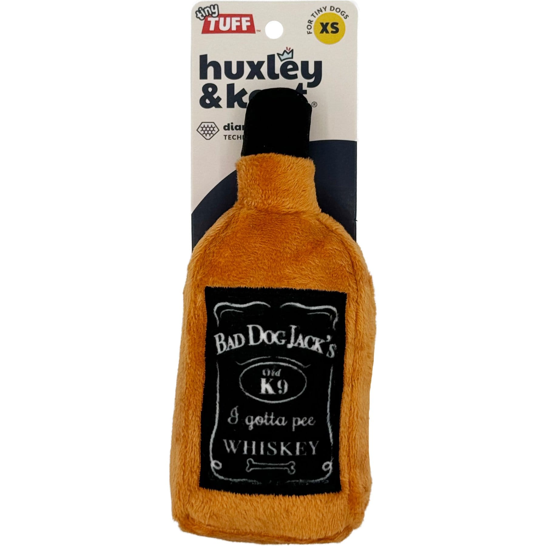 Huxley & Kent Tiny Tuff Bad Jack's Whiskey Dog Toy, Black/Tan, One Size