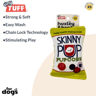 Show full view: Huxley & Kent Tiny Tuff Skinny Pup Dog Toy, White/Green/Red, One Size slide 3 of 7