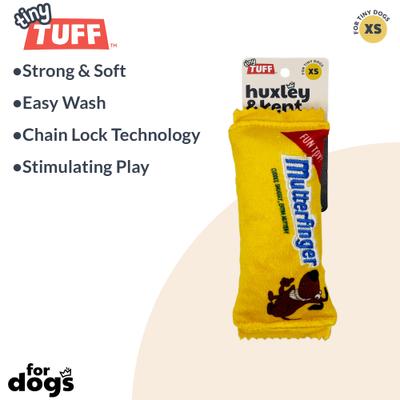 Show full view: Huxley & Kent Tiny Tuff Mutterfinger Dog Toy, Yellow/Blue, One Size slide 2 of 6
