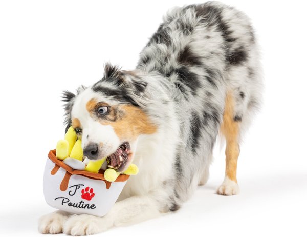 Show full view: Huxley & Kent Power Plush Poutine Dog Toy, White/Yellow/Brown, Small slide 5 of 8