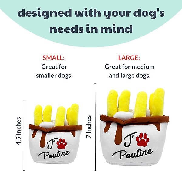 Show full view: Huxley & Kent Power Plush Poutine Dog Toy, White/Yellow/Brown, Small slide 3 of 8