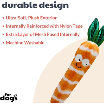 Show full view: Huxley & Kent Fetchies Sweet Carrot Dog Toy, Orange/Green, Large slide 2 of 9