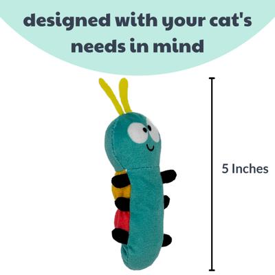 Show full view: Huxley & Kent Caterpillar Cat Toy, Teal Yellow/Red slide 3 of 5