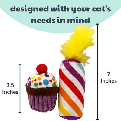 Show full view: Huxley & Kent Mewow Cupcake & Candle Cat Toy, Purple/Multi, One Size slide 3 of 4