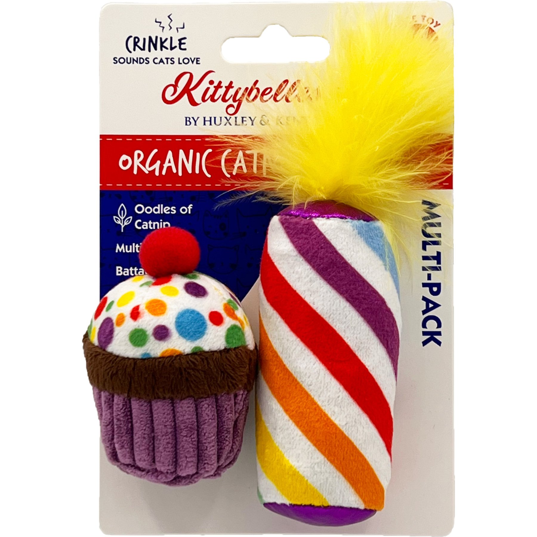 Huxley & Kent Mewow Cupcake & Candle Cat Toy, Purple/Multi, One Size