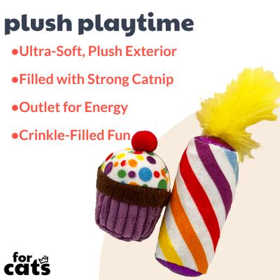Show full view: Huxley & Kent Mewow Cupcake & Candle Cat Toy, Purple/Multi, One Size slide 2 of 4