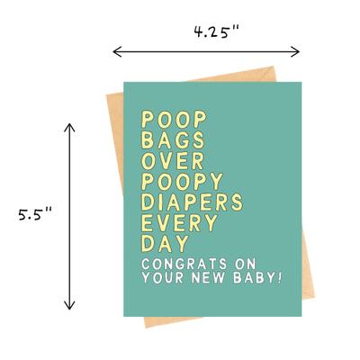 Show full view: Sweet Paws x Five Dot Post Poop Bags over Poopy Diapers Greeting Card for New Pet Parents slide 4 of 10