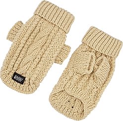 Sassy Woof Cable Knit Dog Sweater, Beige, Small