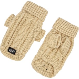 Sassy Woof Cable Knit Dog Sweater, Beige, Large