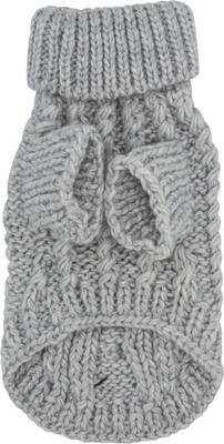 Show full view: Sassy Woof Cable Knit Dog Sweater, Gray, Medium slide 3 of 8