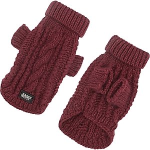 Sassy Woof Cable Knit Dog Sweater, Red, X-Large