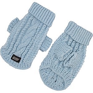 Sassy Woof Cable Knit Dog Sweater, Light Blue, Large