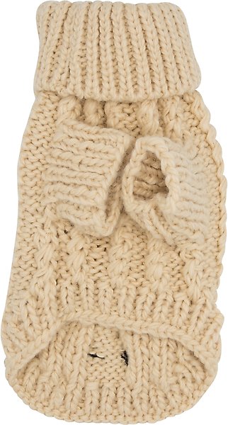 Show full view: Sassy Woof Cable Knit Dog Sweater, Beige, X-Large slide 3 of 8