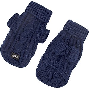 Sassy Woof Cable Knit Dog Sweater, Navy, Small