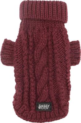 Show full view: Sassy Woof Cable Knit Dog Sweater, Red, XX-Large slide 2 of 9