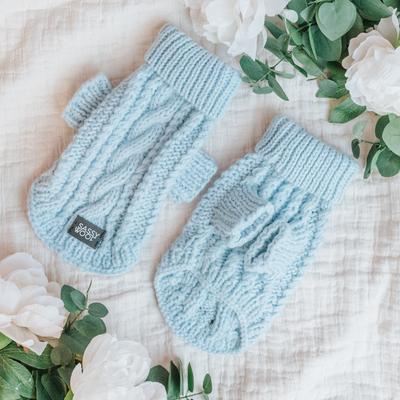 Show full view: Sassy Woof Cable Knit Dog Sweater, Light Blue, Large slide 5 of 9