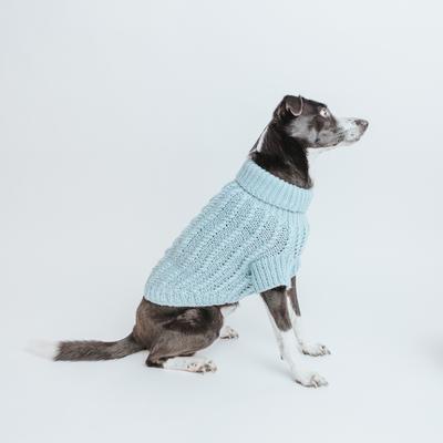 Show full view: Sassy Woof Cable Knit Dog Sweater, Light Blue, Large slide 8 of 9