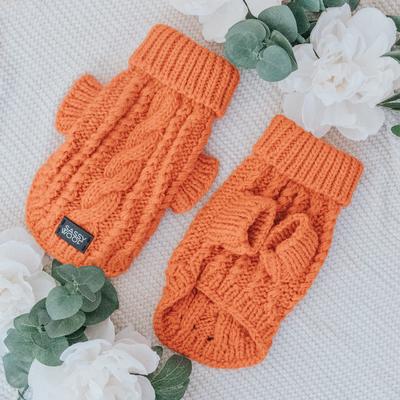 Show full view: Sassy Woof Cable Knit Dog Sweater, Orange, X-Large slide 5 of 9