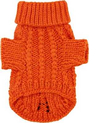 Show full view: Sassy Woof Cable Knit Dog Sweater, Orange, X-Large slide 3 of 9