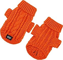 Sassy Woof Cable Knit Dog Sweater, Orange, Medium