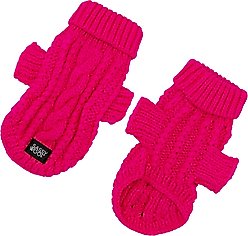 Sassy Woof Cable Knit Dog Sweater, Hot Pink, Small