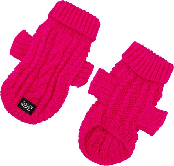 Show full view: Sassy Woof Cable Knit Dog Sweater, Hot Pink, XX-Large slide 1 of 7