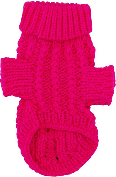 Show full view: Sassy Woof Cable Knit Dog Sweater, Hot Pink, XX-Large slide 3 of 7