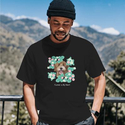 Show full view: Allisandro Begonia Pet Photo & Name Personalized Ultra-Soft T-Shirt, Black, Small slide 7 of 8