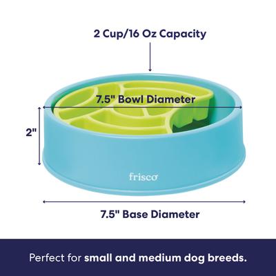 Show full view: Frisco Interactive Non -skid Plastic Slow Feeder Dog bowl, Blue/Green, 2 cup slide 3 of 9