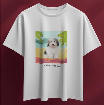 Show full view: Allisandro Lake Beach Pet Photo & Name Personalized Ultra-Soft T-Shirt, White, X-Large slide 4 of 5