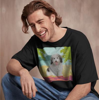 Show full view: Allisandro Lake Beach Pet Photo & Name Personalized Ultra-Soft T-Shirt, Black, Small slide 3 of 6